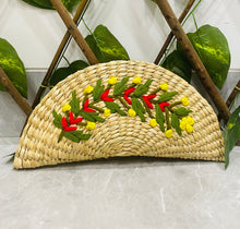 Load image into Gallery viewer, Wicker Straw Handwoven Clutch | Hand-embroidered | Saanjh Exclusive (BIG)