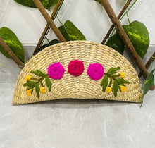 Load image into Gallery viewer, Wicker Straw Handwoven Clutch | Hand-embroidered | Saanjh Exclusive (BIG)