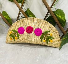 Load image into Gallery viewer, Wicker Straw Handwoven Clutch | Hand-embroidered | Saanjh Exclusive (BIG)