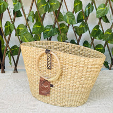 Load image into Gallery viewer, Golden Grass Brunch Bag With Leather, Tiffin Bag