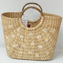 Load image into Gallery viewer, Golden Grass Beach Bag - Pastel Embroidery, Tiffin Bag