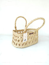 Load image into Gallery viewer, Saanjh Golden Grass Oval Fruit Basket with Handles - Jhaali Design- 10*8*5 inch