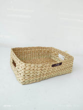 Load image into Gallery viewer, Saanjh Golden Grass Tray Basket with Handle Slots