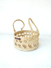 Load image into Gallery viewer, Saanjh Golden Grass Round Basket with Handles - Jhaali Design