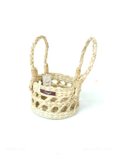 Load image into Gallery viewer, Saanjh Golden Grass Round Basket with Handles - Jhaali Design - 6*6*4 inch