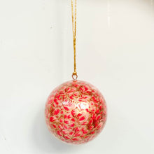 Load image into Gallery viewer, Saanjh Paper Mache Christmas Bubble - Red - 9"