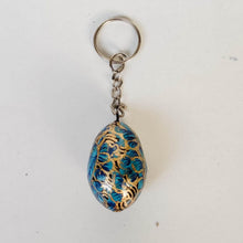 Load image into Gallery viewer, Saanjh Paper Mache Key Chain - Blue - 2"