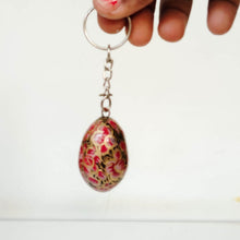 Load image into Gallery viewer, Saanjh Paper Mache Key Chain - Red - 2"