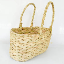 Lade das Bild in den Galerie-Viewer, Saanjh Golden Grass Oval Fruit Basket With Handles