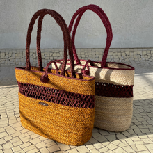 Load image into Gallery viewer, Natural Reed Handwoven Tote Brunch Bag | Brown Base