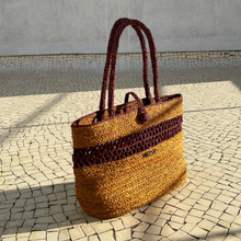 Load image into Gallery viewer, Natural Reed Handwoven Tote Brunch Bag | Brown Base