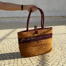 Load image into Gallery viewer, Natural Reed Handwoven Tote Brunch Bag | Brown Base