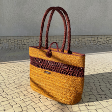 Load image into Gallery viewer, Natural Reed Handwoven Tote Brunch Bag | Brown Base