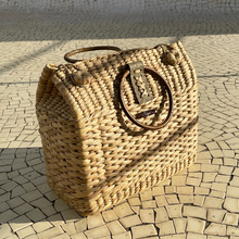 Lade das Bild in den Galerie-Viewer, Saanjh French Style Bamboo Picnic/Shopping Bag with Cane Handles, Tiffin Bag
