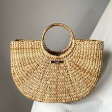 Load image into Gallery viewer, Half Moon Natural Brunch/Beach Bag, Tiffin Bag