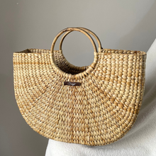 Load image into Gallery viewer, Half Moon Natural Brunch/Beach Bag, Tiffin Bag