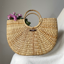 Load image into Gallery viewer, Half Moon Natural Brunch/Beach Bag, Tiffin Bag