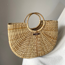 Load image into Gallery viewer, Half Moon Natural Brunch/Beach Bag, Tiffin Bag