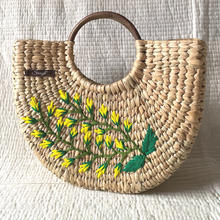 Load image into Gallery viewer, Hand-embroidered Yellow Flower Handbag, Tiffin Bag