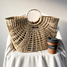 Load image into Gallery viewer, Classy Natural Brunch/Beach Tote Bag, Tiffin Bag