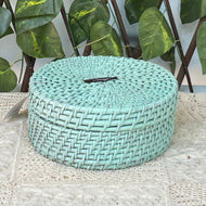 Natural Weave Cane Roti | Fruit Basket Box / Pastel Green