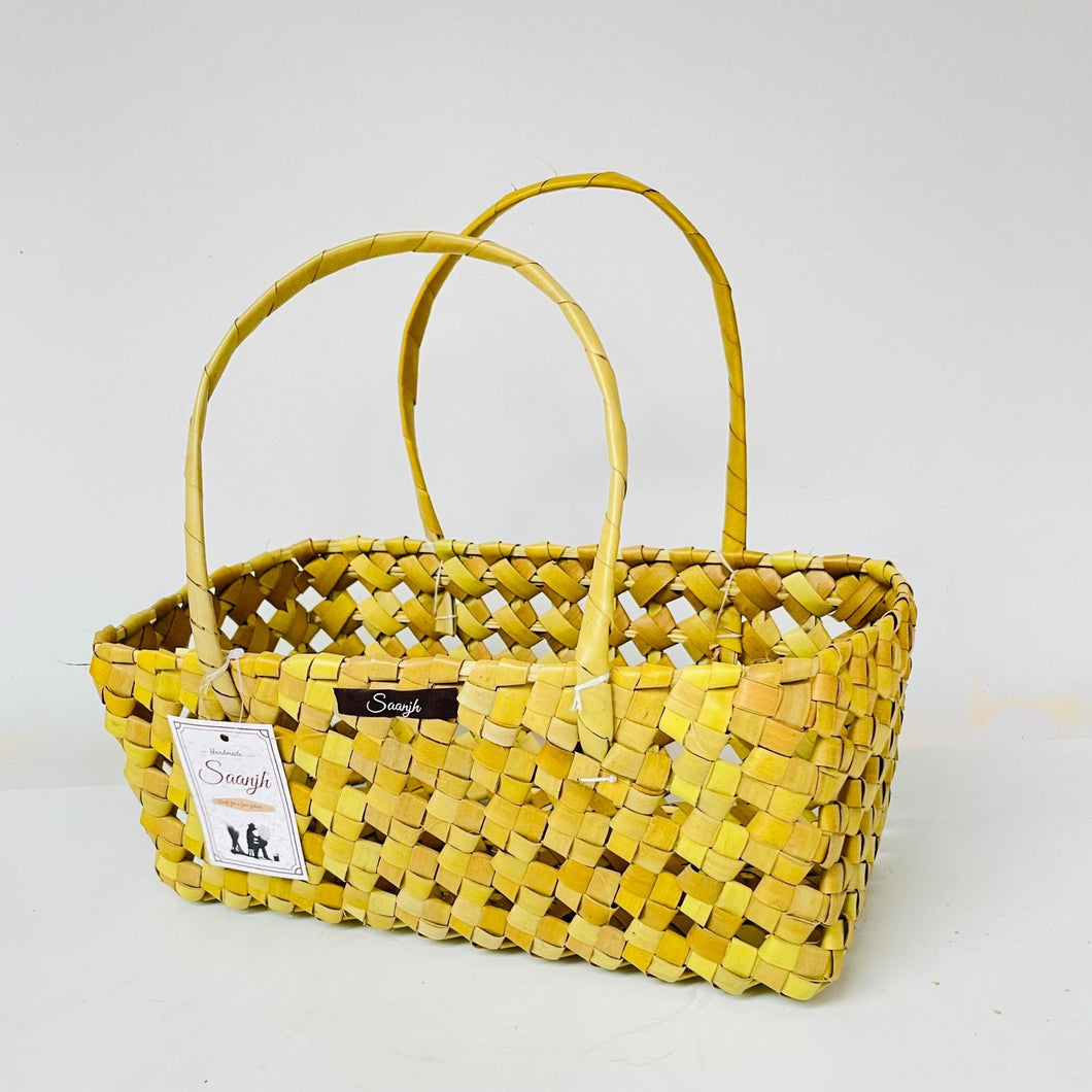 Palm Leaf Basket With Handle