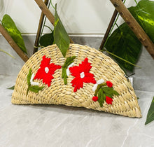 Load image into Gallery viewer, Wicker Straw Handwoven Clutch | Hand-embroidered | Saanjh Exclusive
