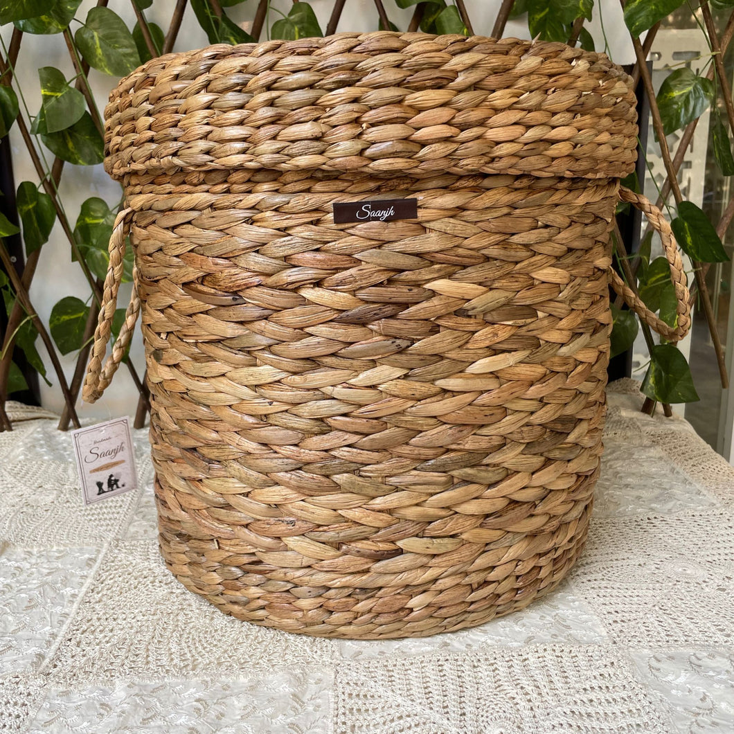 Shaded Straw Laundary Basket