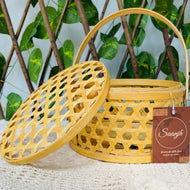 Bamboo Cane Designer Box Container with Handle - Gifting Special