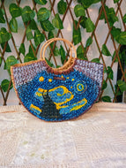 Blue & Yellow Water Handpainted Handbag