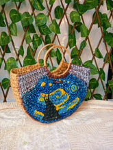 画像をギャラリービューアに読み込む, Blue &amp; Yellow Water Handwoven Embroidered Handbag
