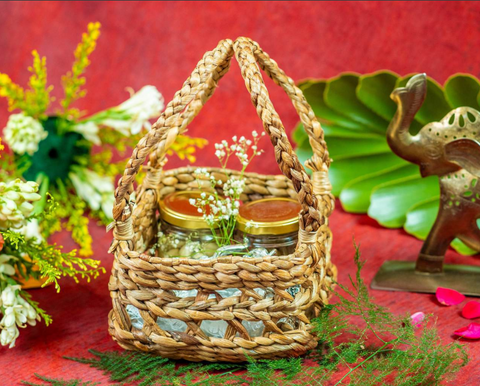 Saanjh Shaded Straw Hamper Jaali