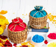 Shaded Straw Rang Potli