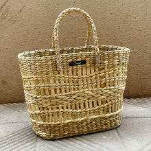 Load image into Gallery viewer, Golden Straw Wave Weave Handbag
