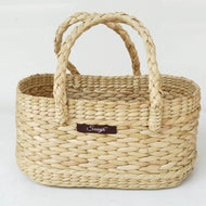 Saanjh Golden Grass Oval Fruit Basket with Handle