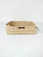 Saanjh Golden Grass Tray Basket with Handle Slots