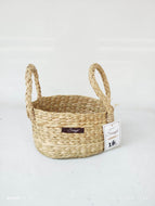Saanjh Golden Grass Round Basket with Handles