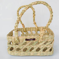 Saanjh Golden Grass Hamper Basket - JHAALI DESIGN - with Handles