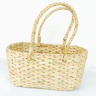 Saanjh Golden Grass Oval Fruit Basket With Handles