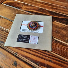 Load image into Gallery viewer, Multicolored Gota Rakhi for Sisters - Adults &amp; Children, Pack of 1 Rakhi + 1 Card
