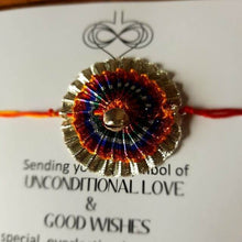 Load image into Gallery viewer, Multicolored Gota Rakhi for Sisters - Adults &amp; Children, Pack of 1 Rakhi + 1 Card
