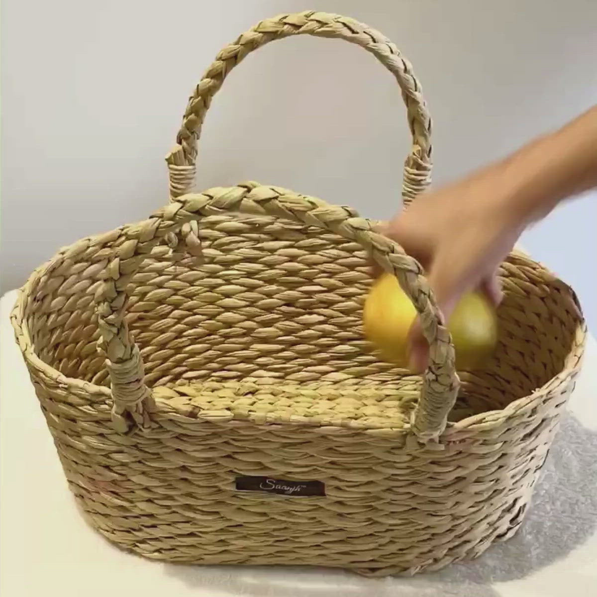 Natural Fiber Fruit Basket - Double Secure Handle
