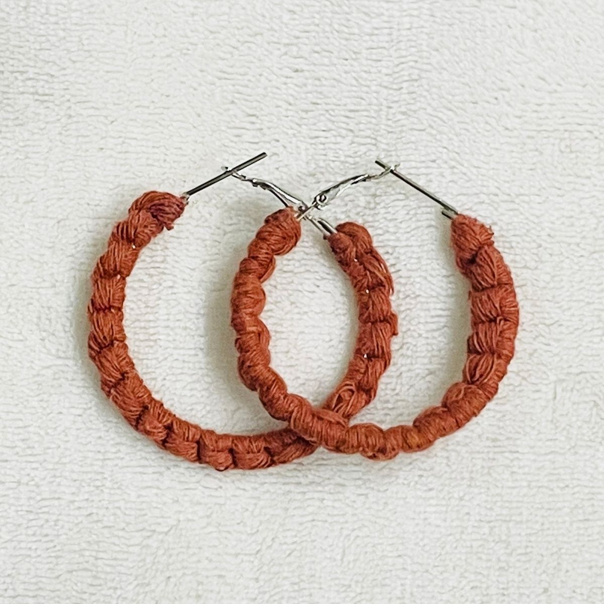 Red Macrame hoop earrings online india wholesale handmade gifts for her valentine's day birthday bridesmaid mothers day gift