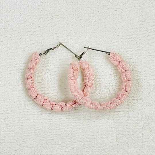 Pink Macrame hoop earrings online india wholesale handmade gifts for her valentine's day birthday bridesmaid mothers day gift
