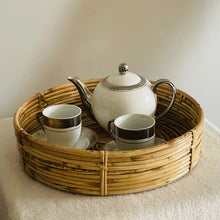 Load image into Gallery viewer, housewarming gifts under 1500 meaningful gift new home decor table top setting tray organizer bohemian gift decor serveware cozy cane woven handwoven tray bamboo natural fiber
