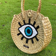 Kauna Contour Handbag | Evil Eye Embroidery | Handwoven & Hand-embroidered, Tiffin Bag