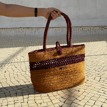 Load image into Gallery viewer, Natural Reed Handwoven Tote Brunch Bag | Brown Base
