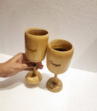 Load image into Gallery viewer, luxury bamboo wine goblets  glass set  handmade   india mumbai wholesale glasses glass images water goblet set of 2 set of 4 price types

