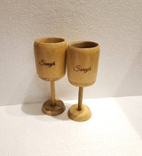 Load image into Gallery viewer, luxury bamboo wine goblets  glass set  handmade   india mumbai wholesale glasses glass images water goblet set of 2 set of 4 price types meaningful gift
