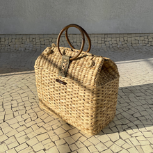 Load image into Gallery viewer, Saanjh French Style Bamboo Picnic/Shopping Bag with Cane Handles
